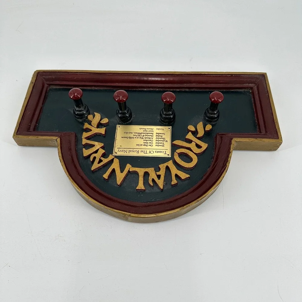 Authentic Models Royal Navy Toasts Wooden Wall Coat Rack Nautical Decor